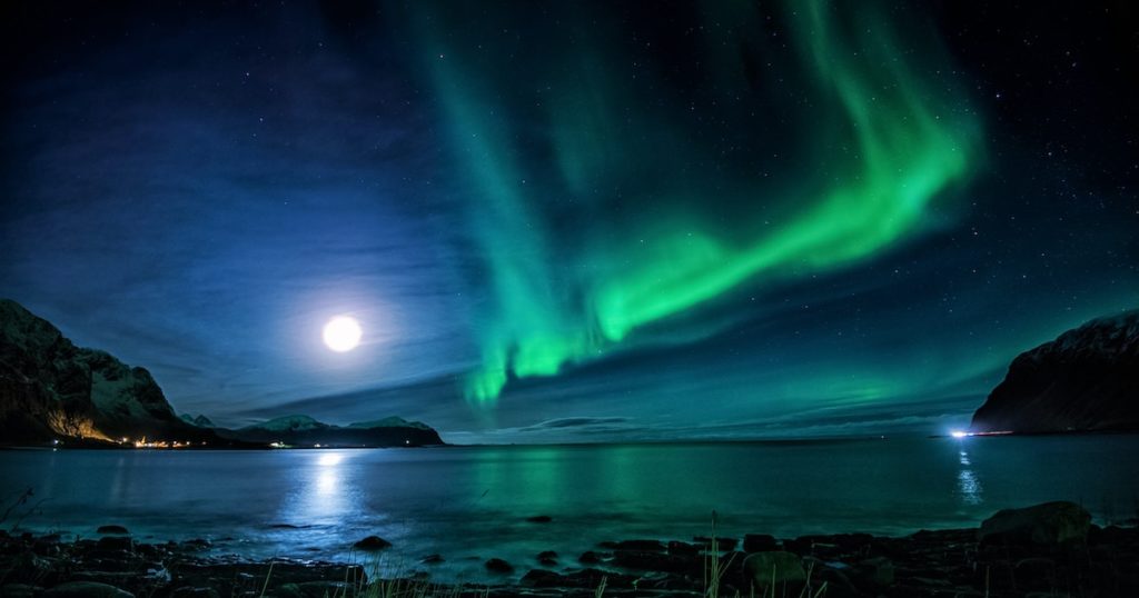 The Northern Lights over an arctic lake